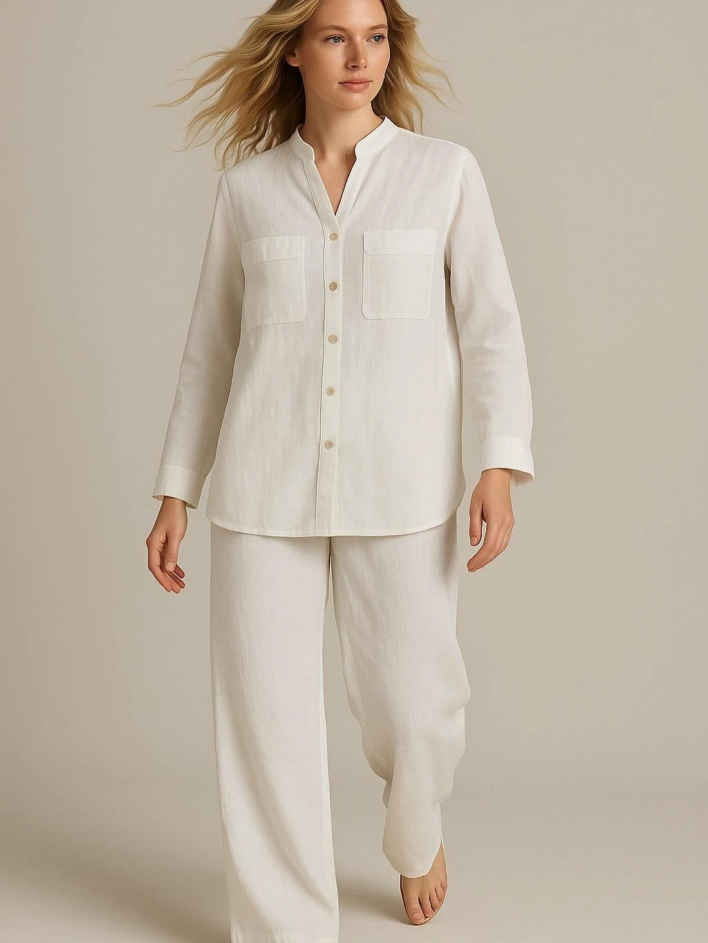 İtalyan Keten Takım - BEYAZ