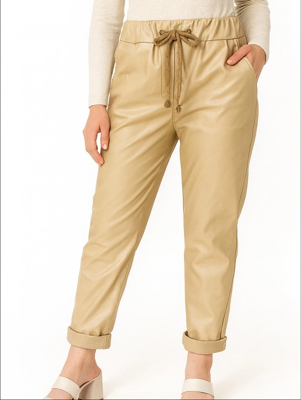 İtalyan Deri Pantolon - GOLD