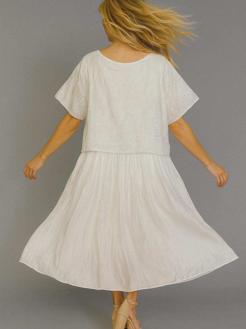 İtalyan Fisto Detaylı Elbise - BEYAZ