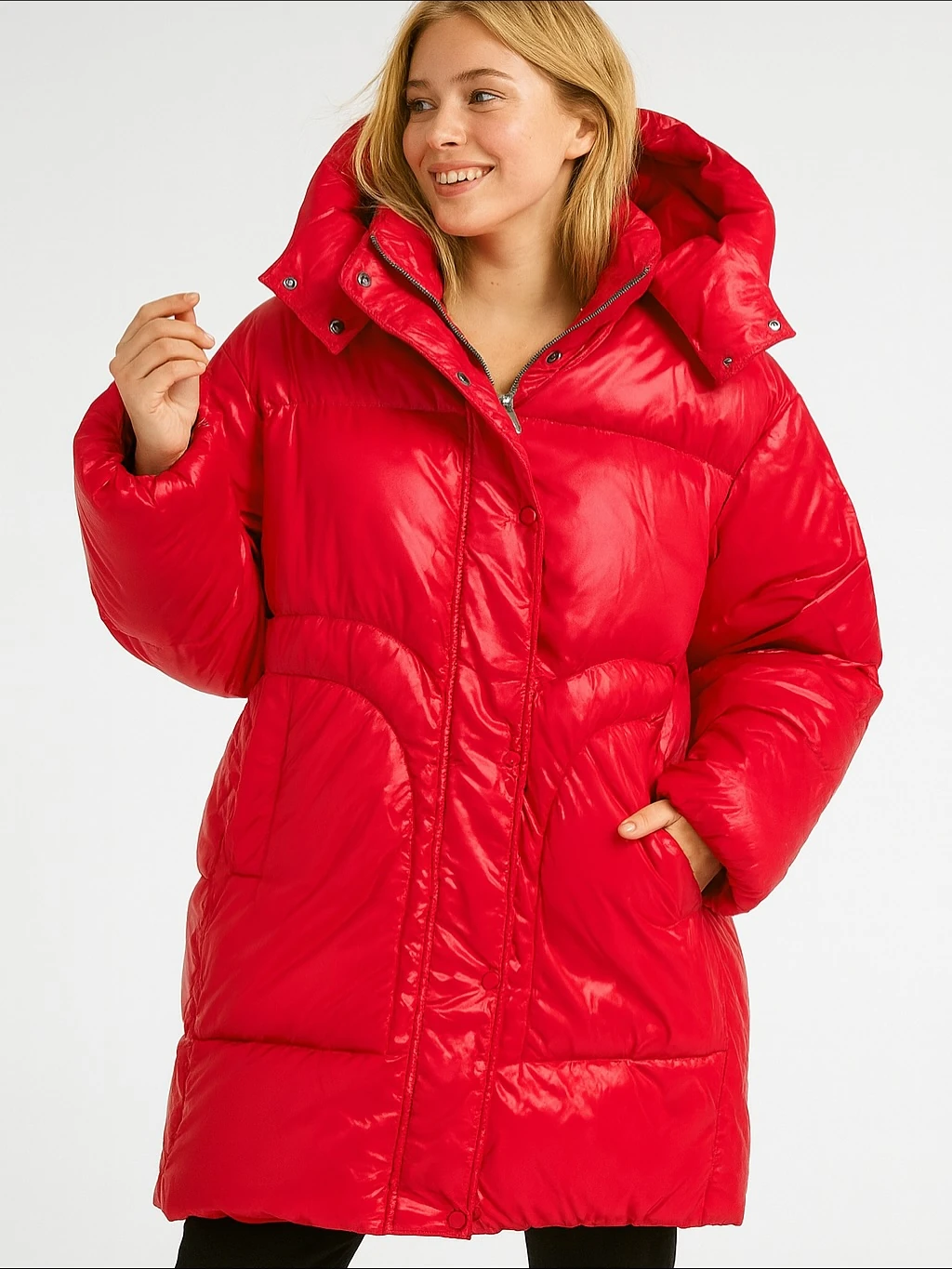 İtalyan Kapüşonlu Mont - KIRMIZI