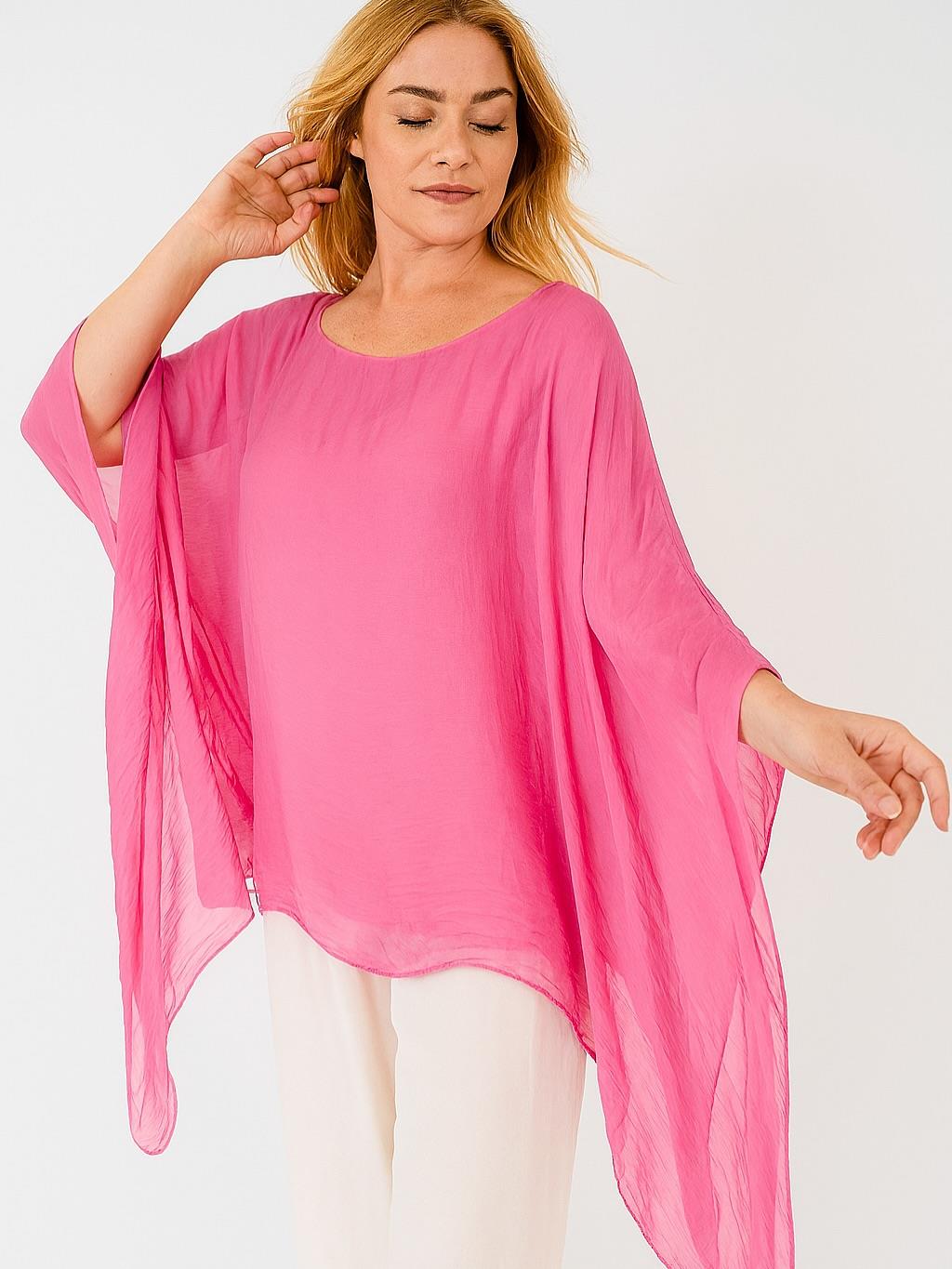 İtalyan İpek Bluz - PEMBE