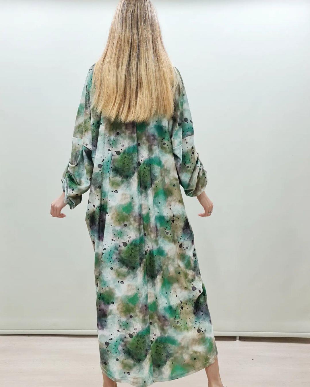 İtalyan Kadife Elbise - YEŞİL