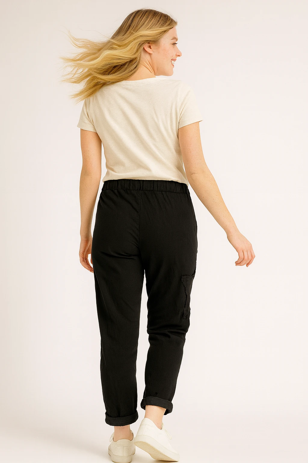 İtalyan Yıldız Detaylı Likralı Pantolon - SİYAH