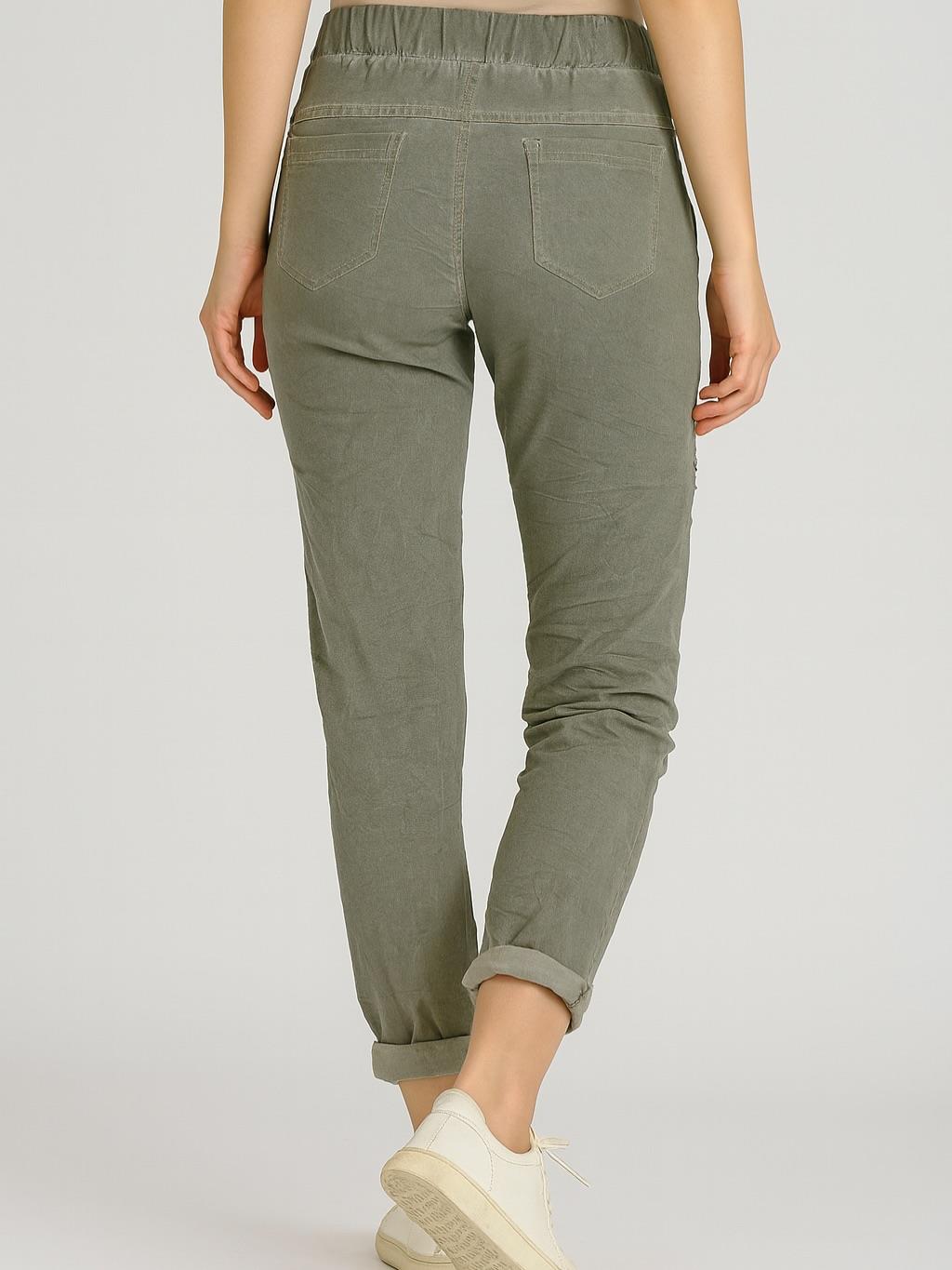 İtalyan Pul Payet Kalp Detaylı Likralı Pantolon - HAKİ