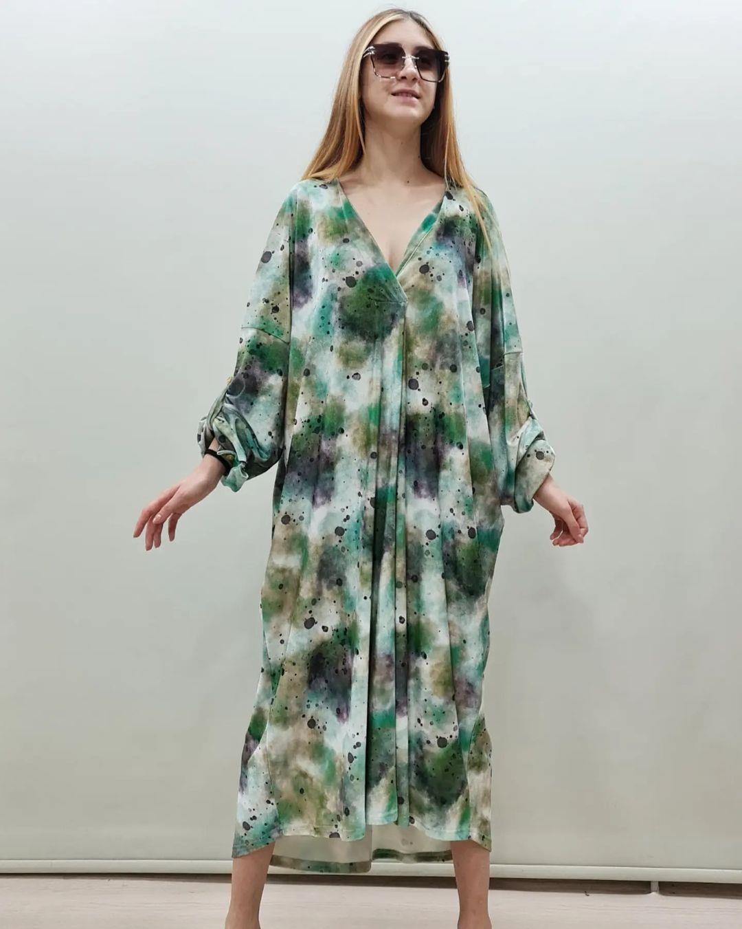 İtalyan Kadife Elbise - YEŞİL