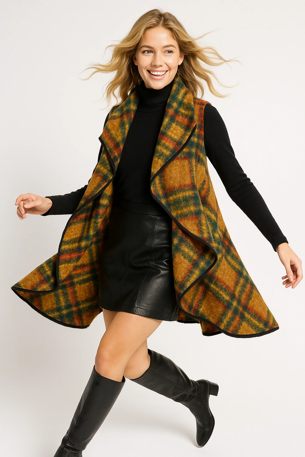 İtalyan Çizgi Desenli Keçe Yelek - BAL