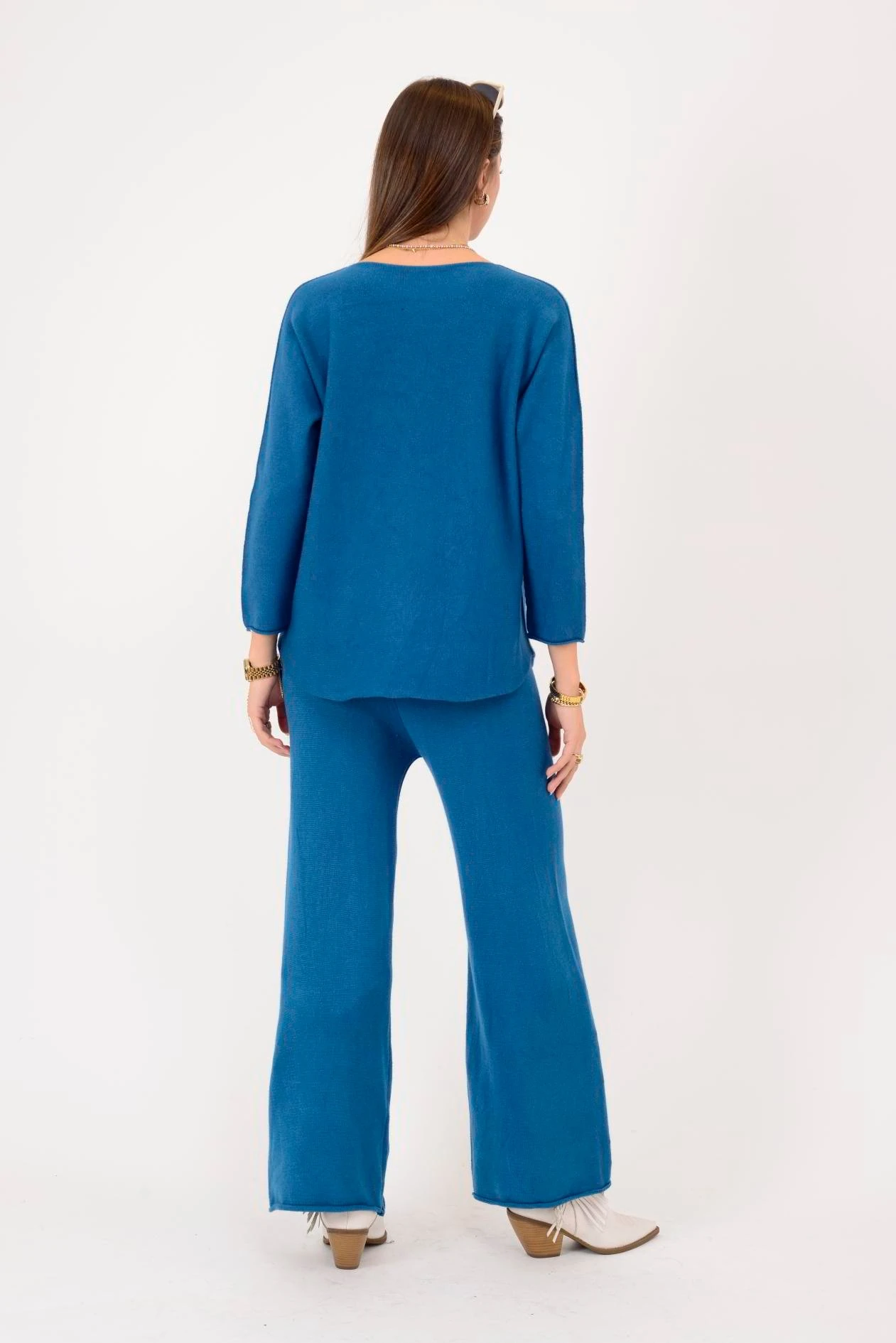 İtalyan Bisiklet Yaka 2'Li Triko Takım - TURKUAZ