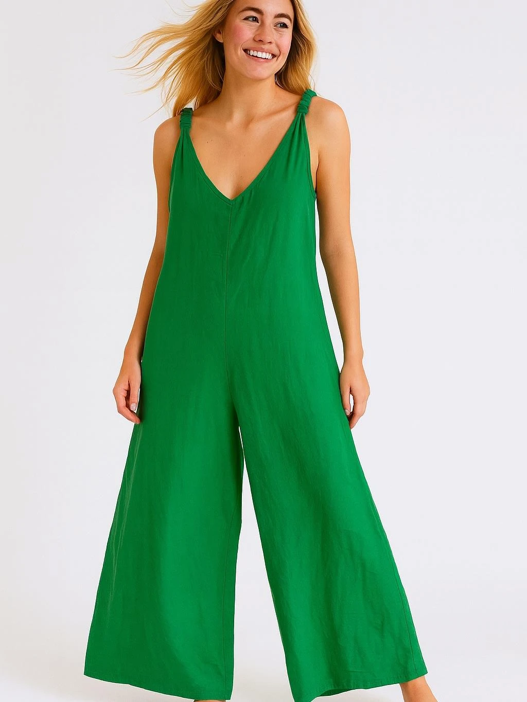 İtalyan Keten Tulum - YEŞİL