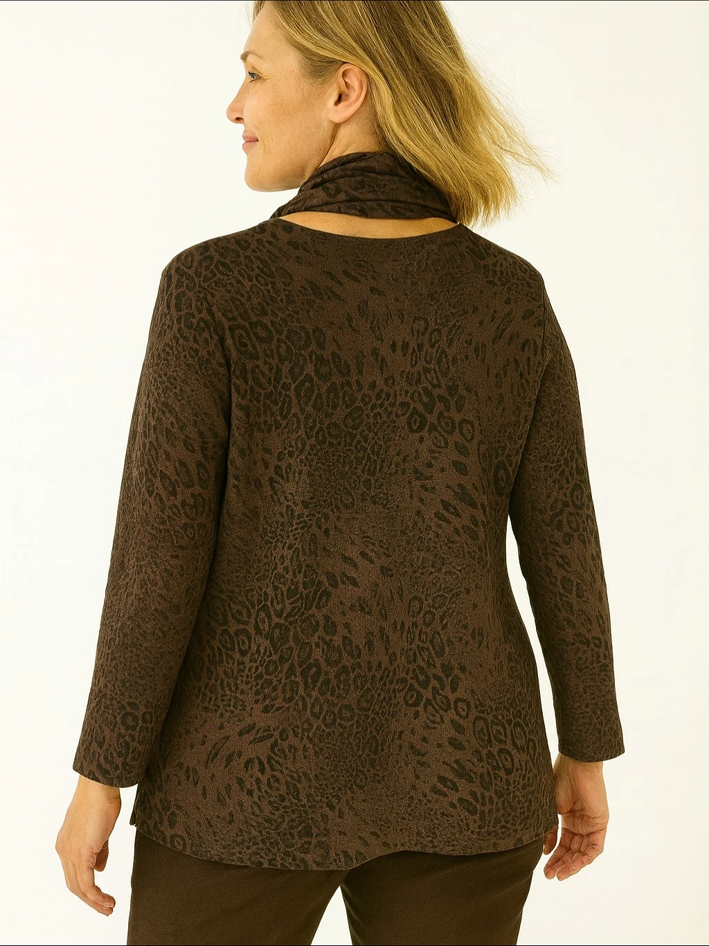 İtalyan Fularlı Likralı Triko Bluz - KAHVERENGİ