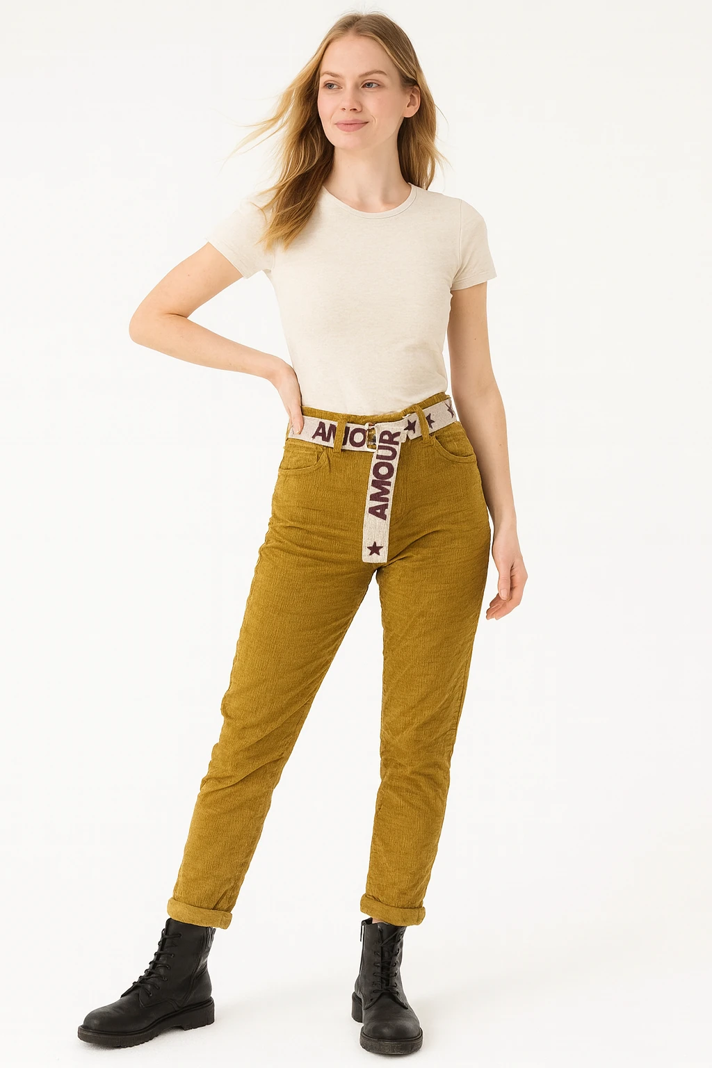 İtalyan Kemerli Kadife Pantolon - HARDAL