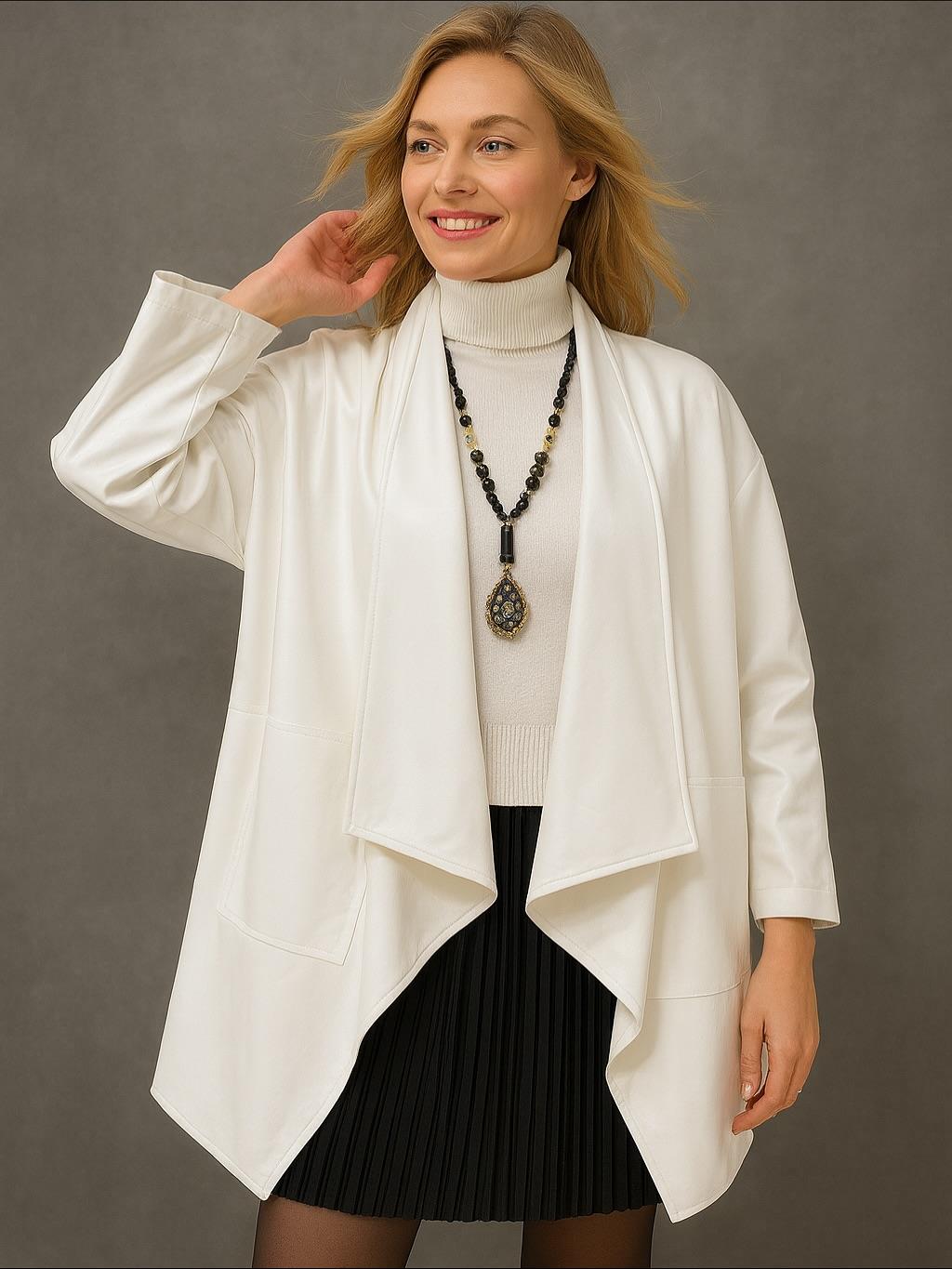 İtalyan Kısa Deri Kap - BEYAZ