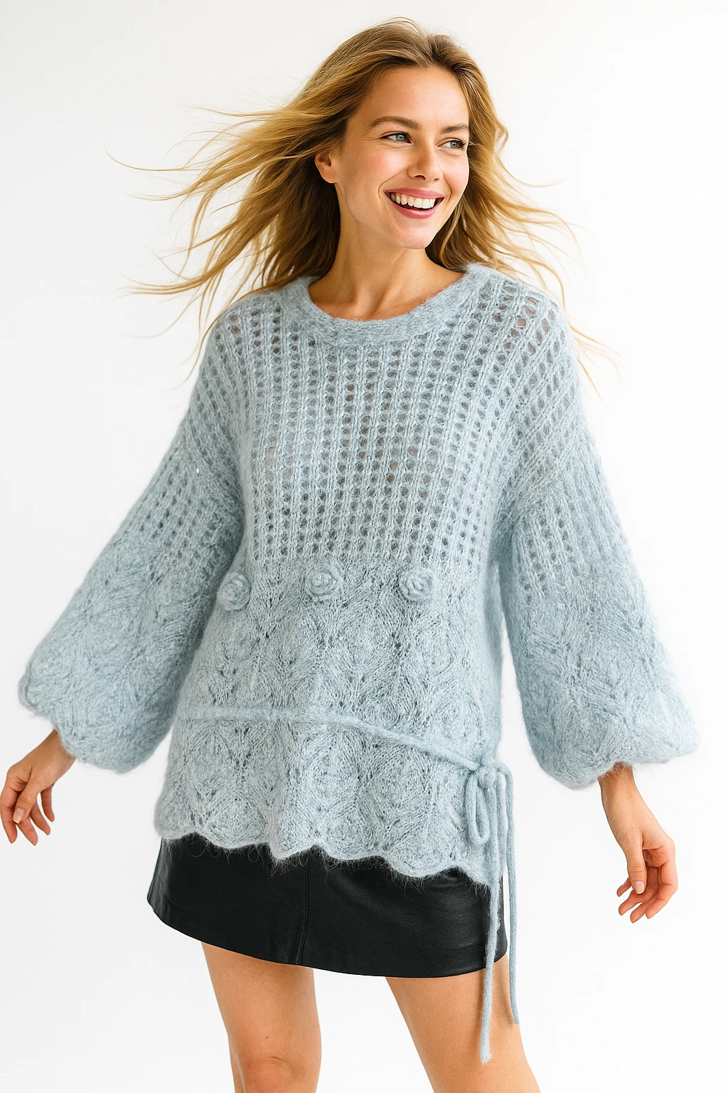 İtalyan Tasarım Triko Bluz - BEBE MAVİSİ