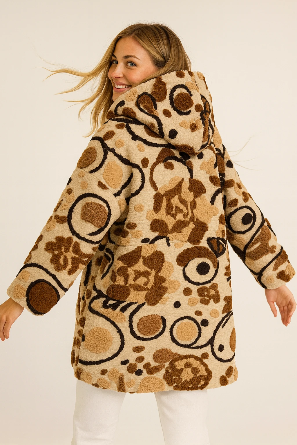 İtalyan Düğmeli Cep Detaylı Keçe Kaban - BEJ