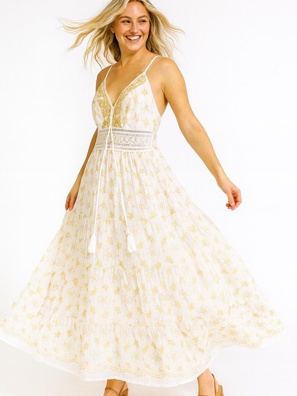 İtalyan Dantel Elbise - BEYAZ