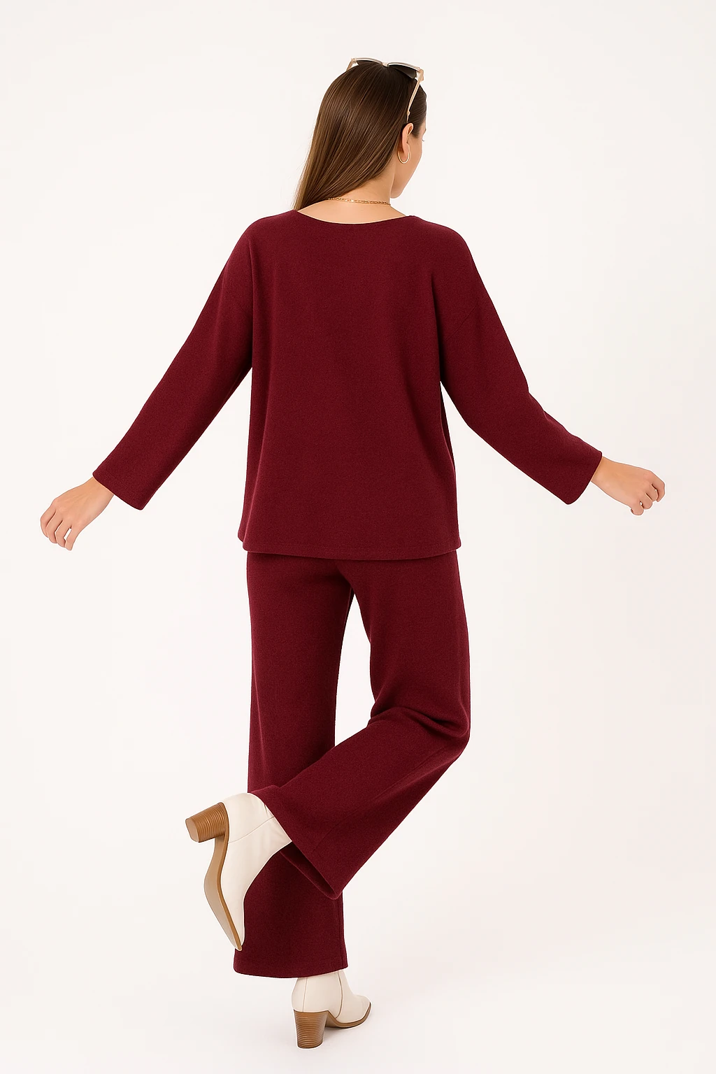 İtalyan Bisiklet Yaka 2'Li Triko Takım - BORDO