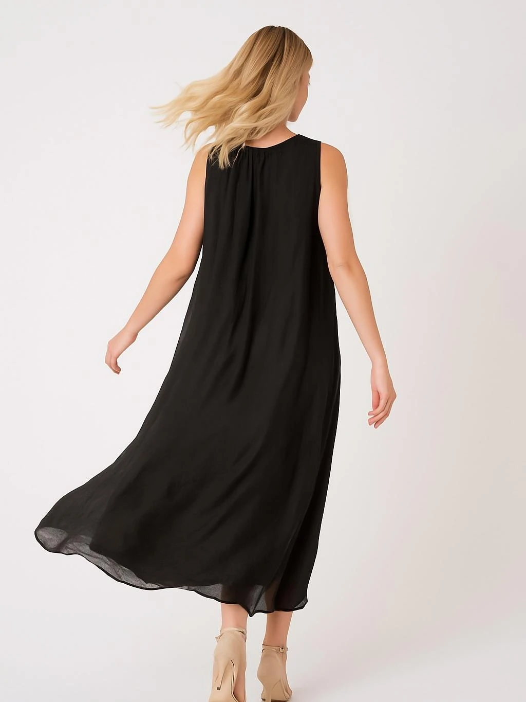 İtalyan İpek Elbise - SİYAH