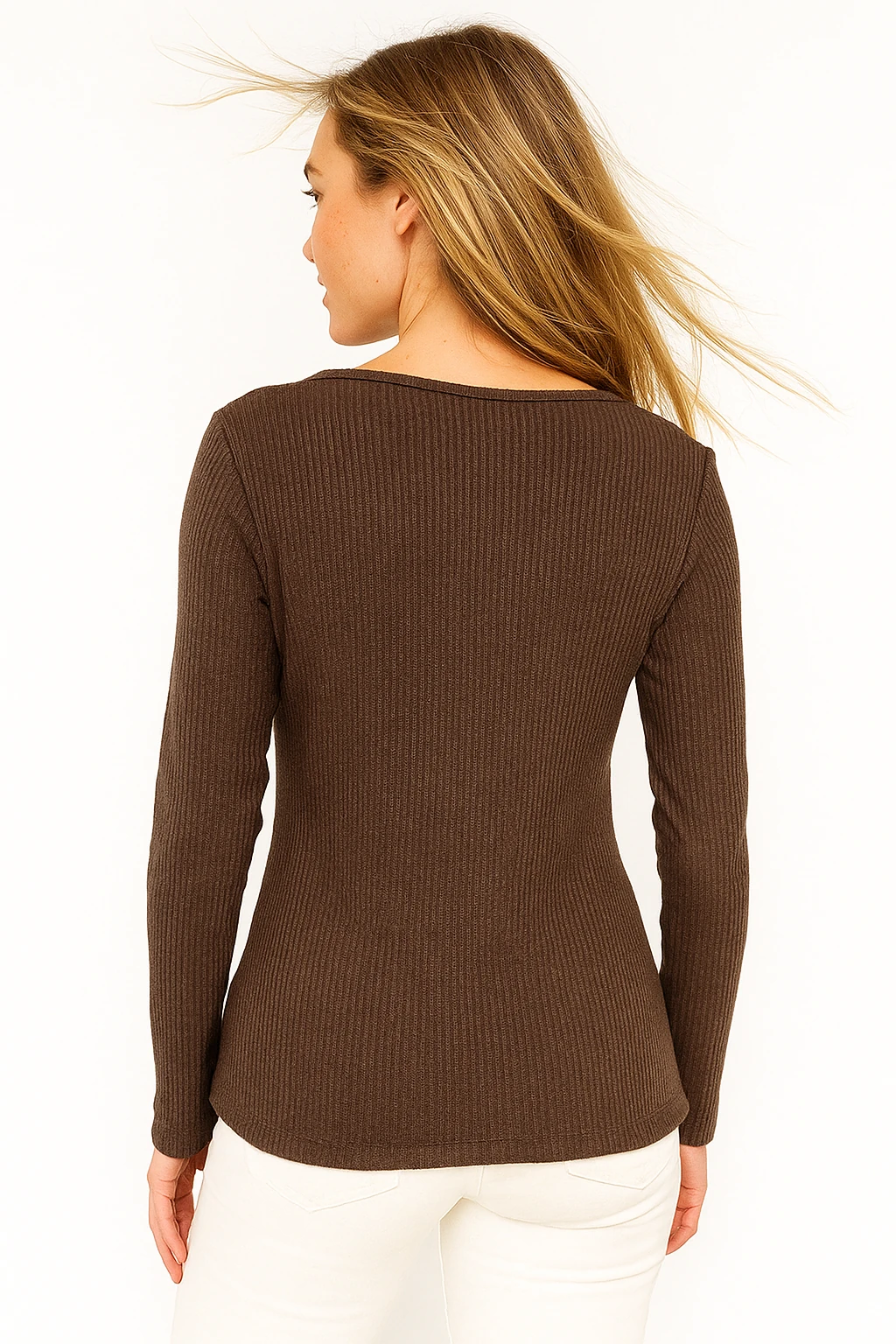 İtalyan Bağlama Detaylı Bluz - KAHVERENGİ