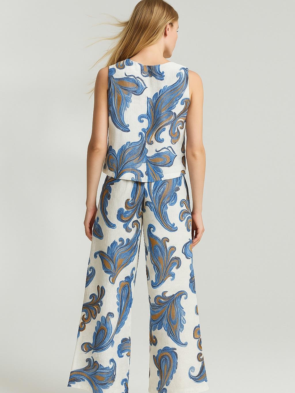 İtalyan Keten Yelek Takım - BEYAZ