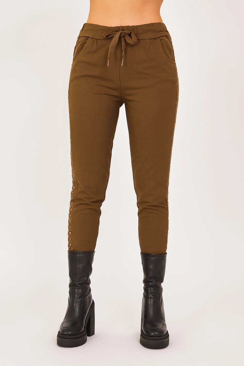 İtalyan Yanı Zımba Detaylı Pantolon - KAHVE