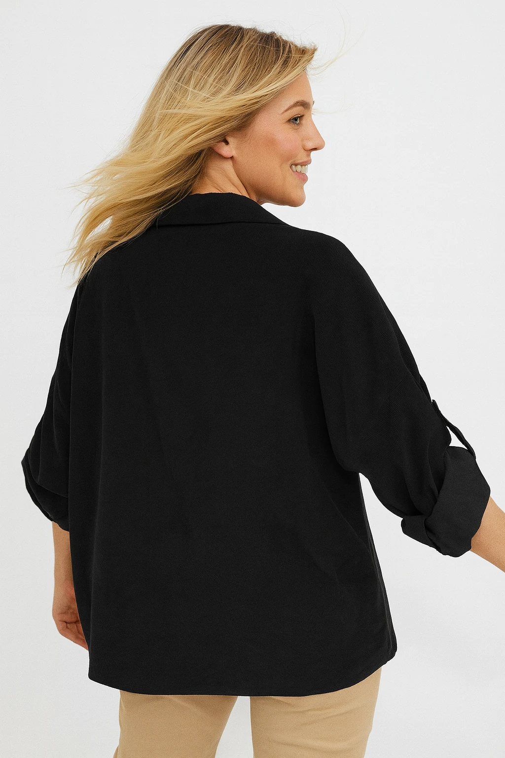 İtalyan Pul Payet Detaylı Kadife Gömlek - SİYAH