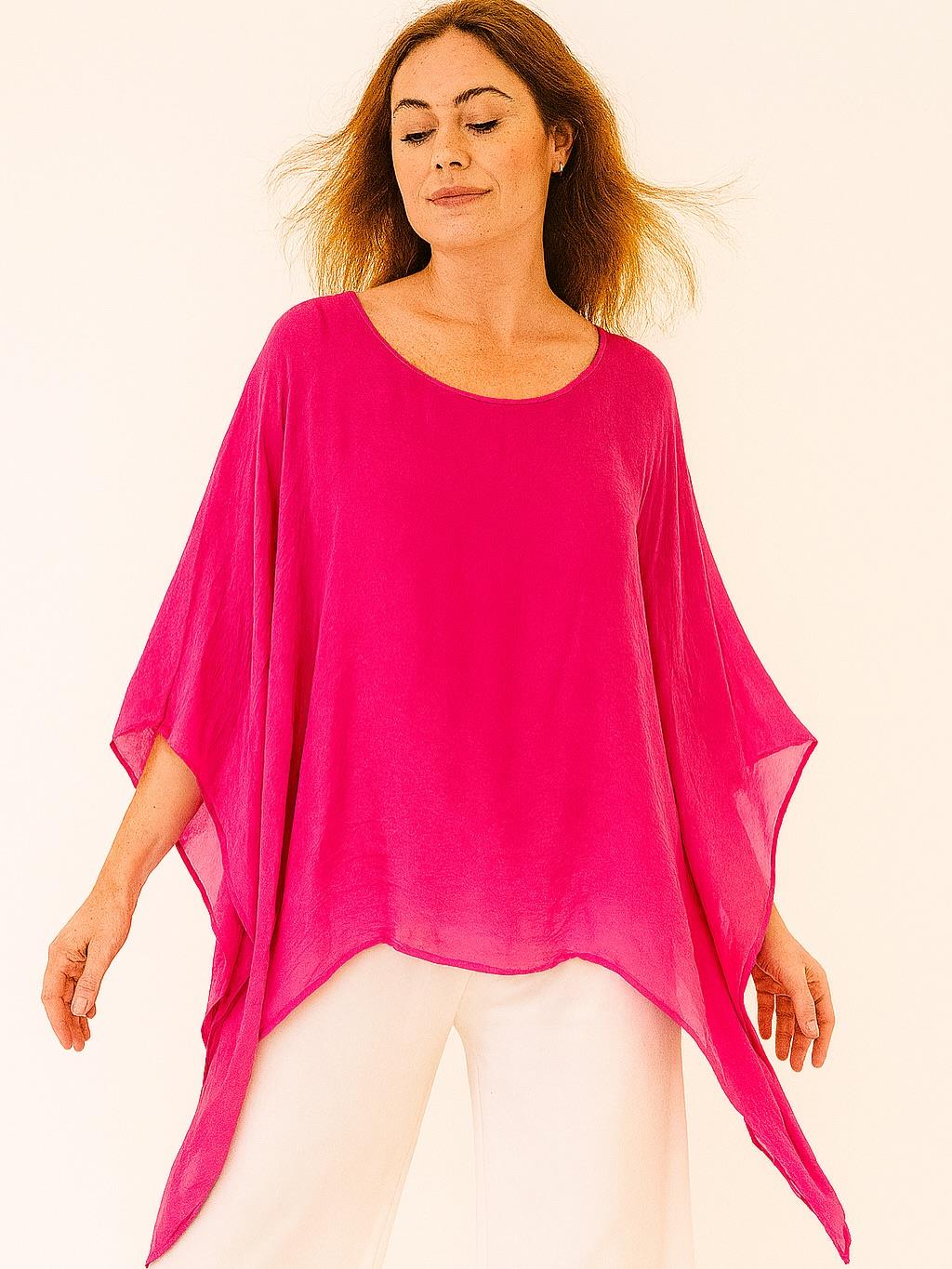 İtalyan İpek Bluz - FUŞYA