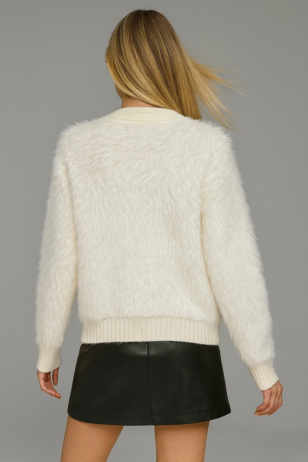 İtalyan Özel Tasarım Angora Ceket - BEYAZ