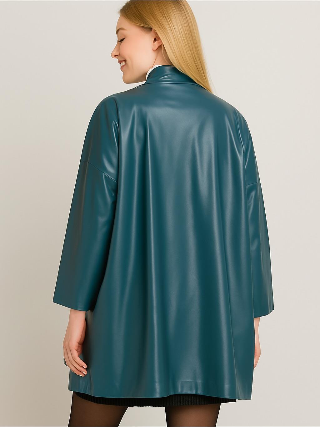 İtalyan Kısa Deri Kap - PETROL YEŞİLİ