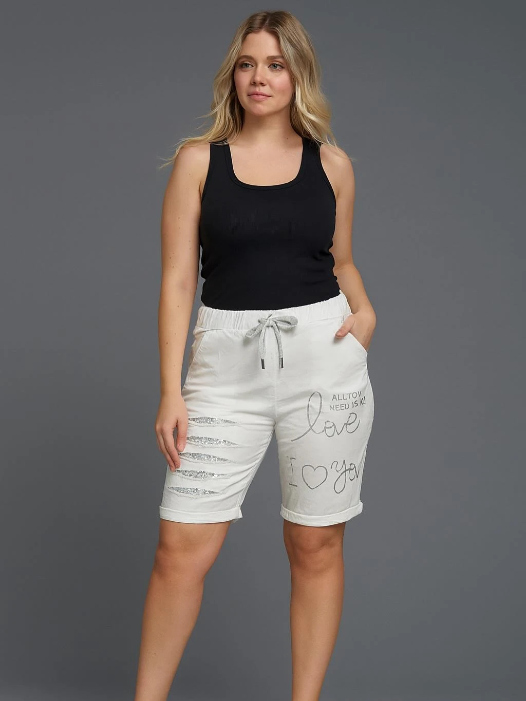 İtalyan Likralı Şort - BEYAZ