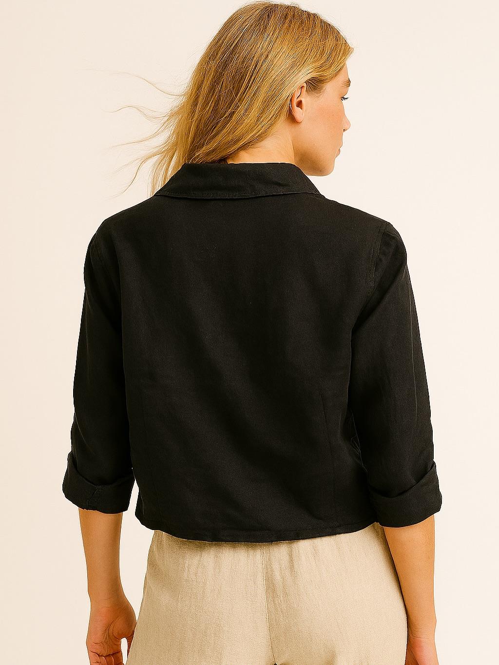 İtalyan Keten Gömlek - SİYAH