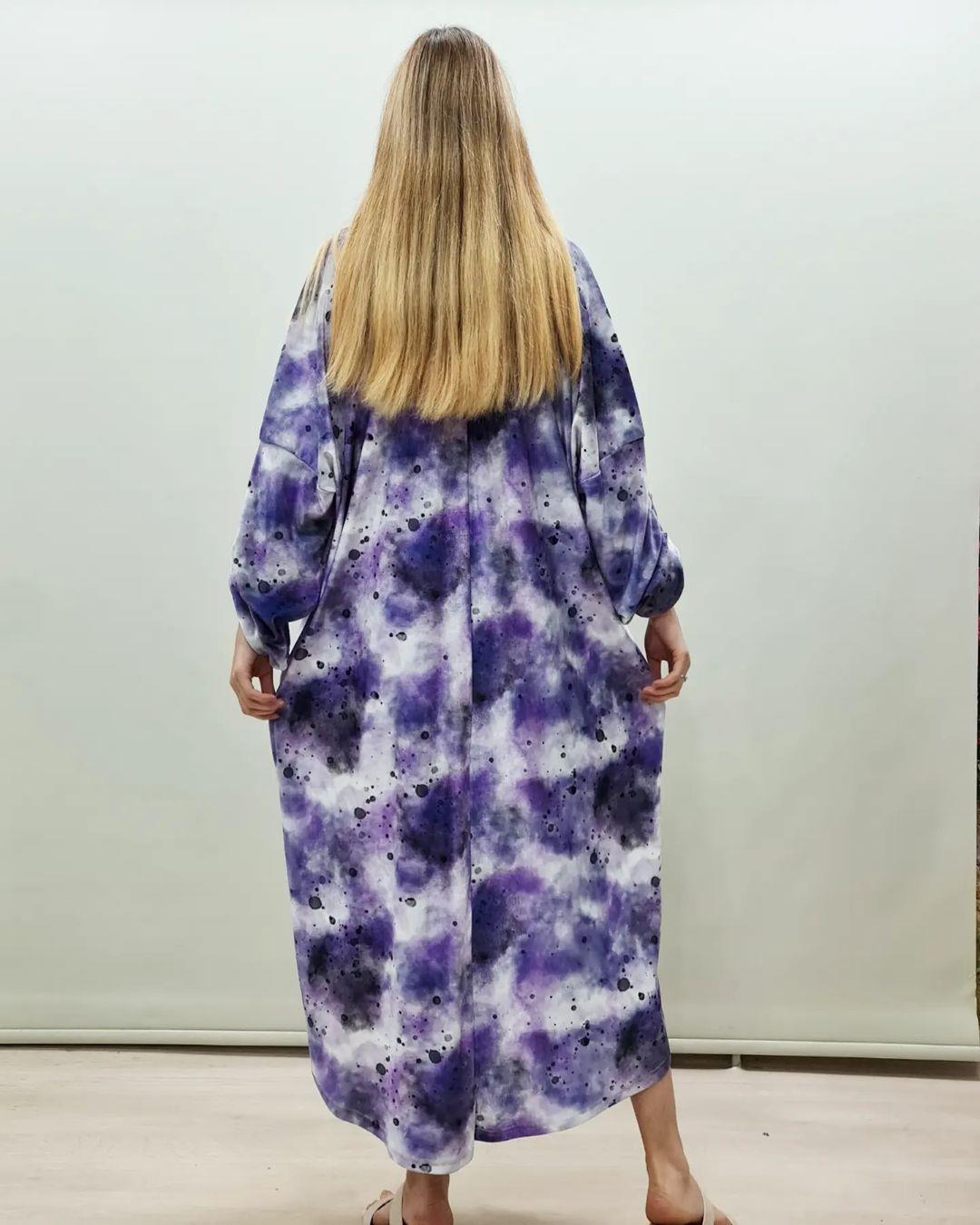 İtalyan Kadife Elbise - LİLA