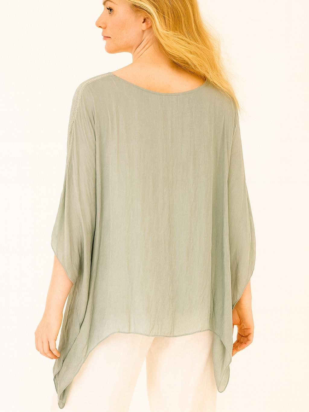 İtalyan İpek Bluz - BATAKLIK YEŞİLİ