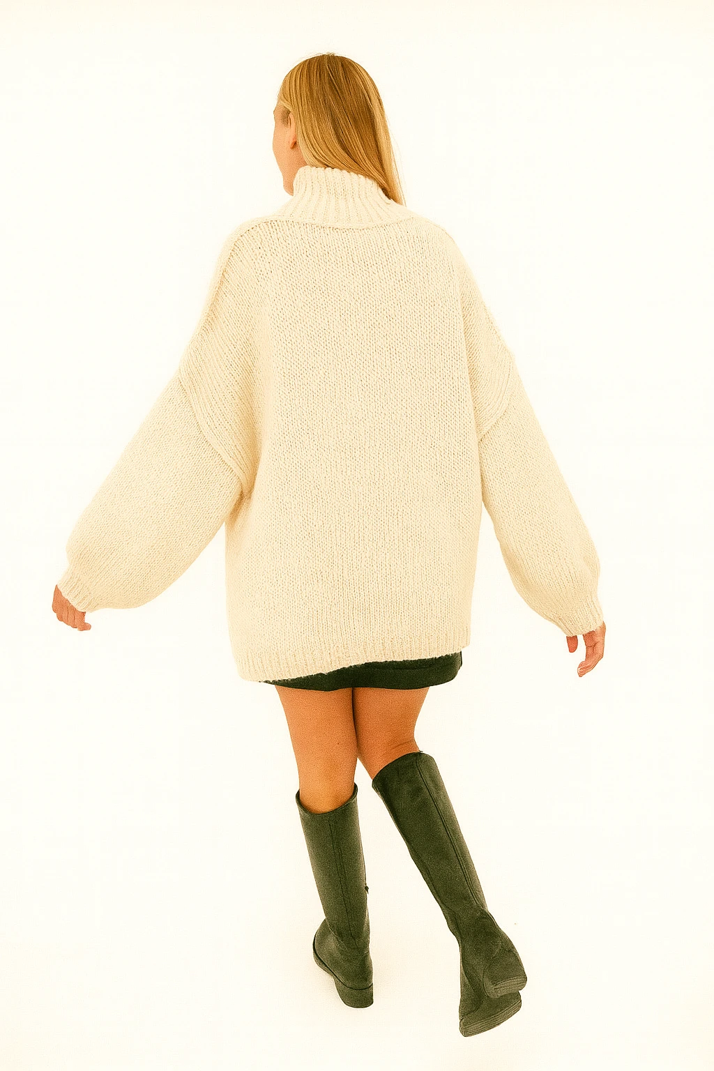 İtalyan Balıkçı Yaka Triko Kazak - KREM