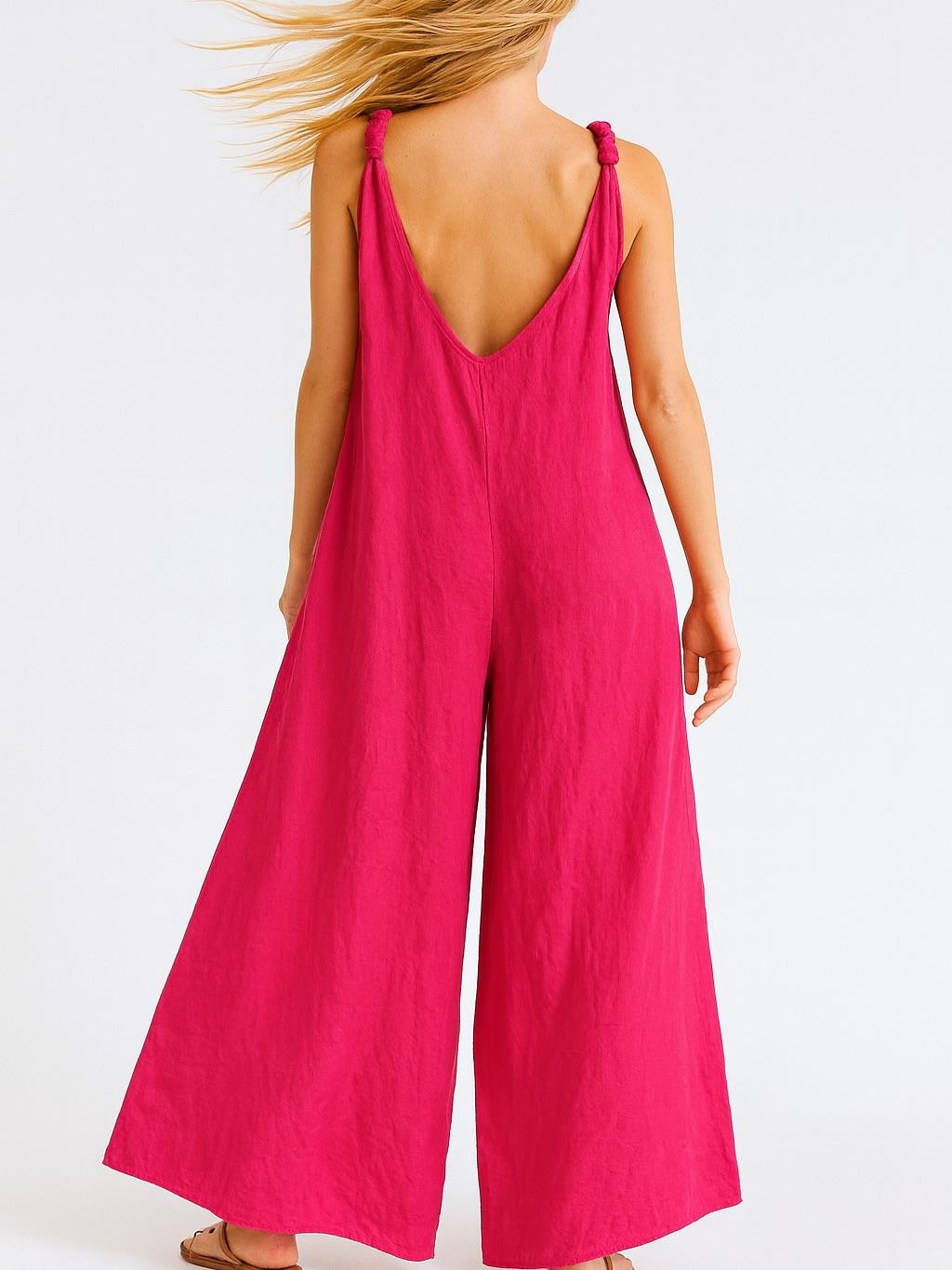 İtalyan Keten Tulum - PEMBE