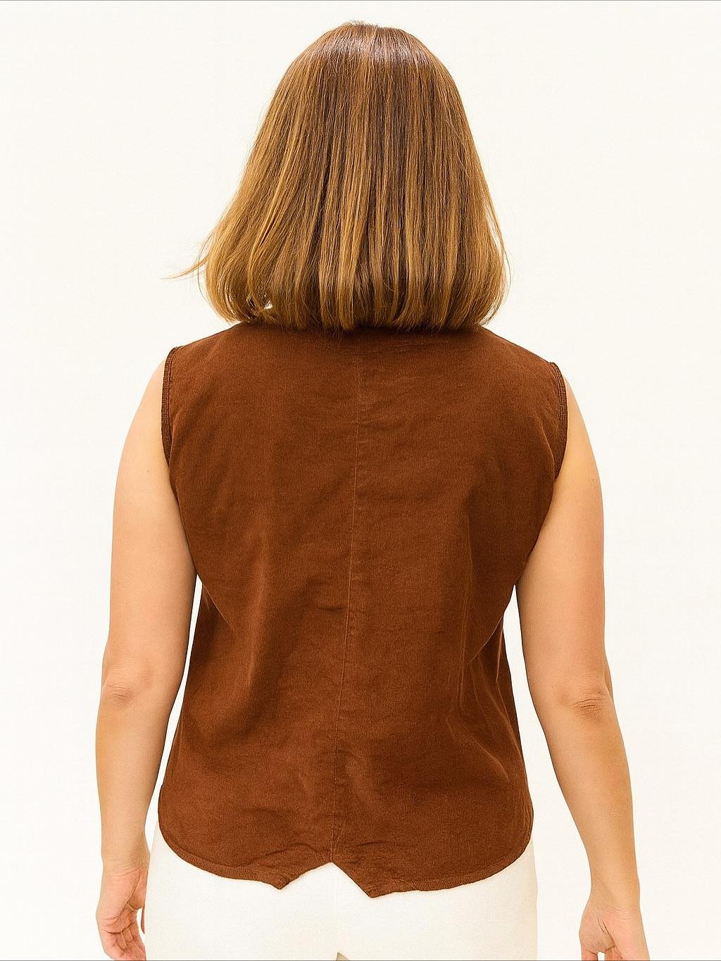 İtalyan Kadife Yelek - KOYU KAHVE