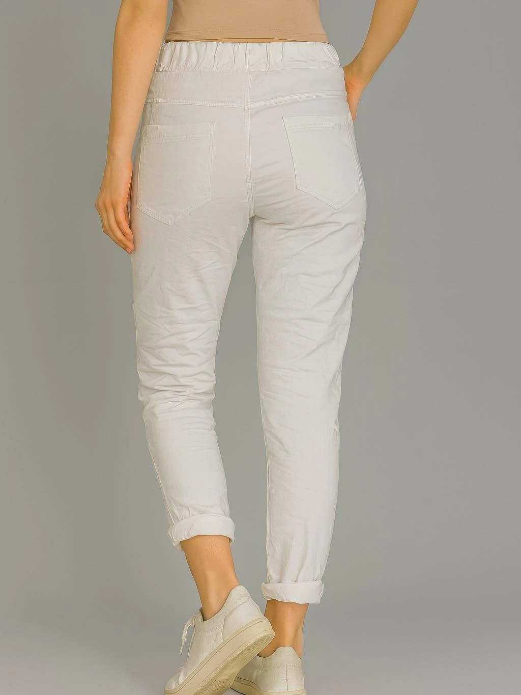 İtalyan Lepoar Desenli Likralı Pantolon - BEYAZ