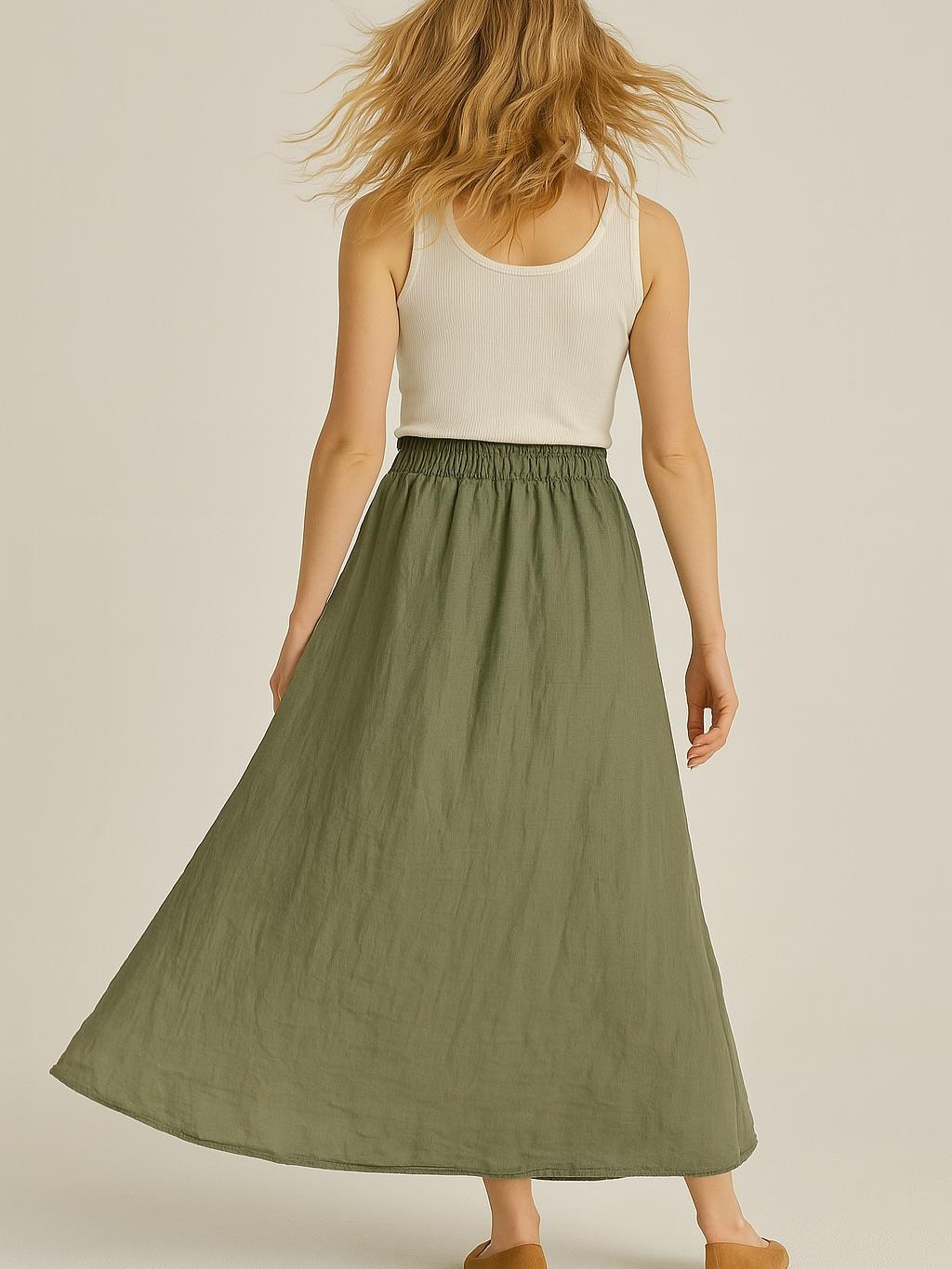 İtalyan Keten Etek - HAKİ