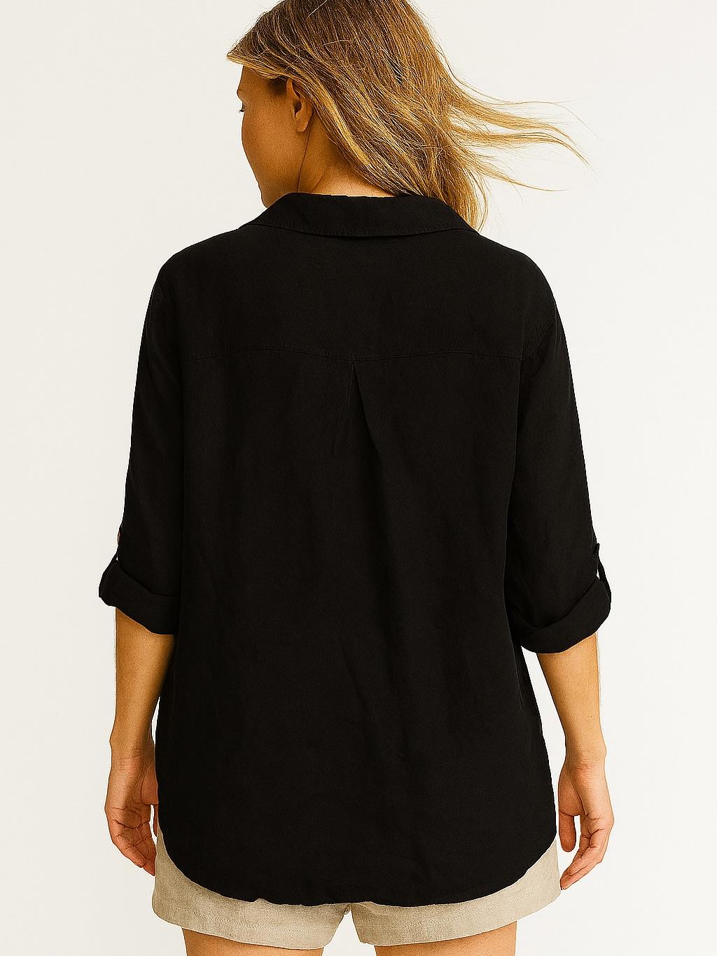 İtalyan Keten Gömlek - SİYAH