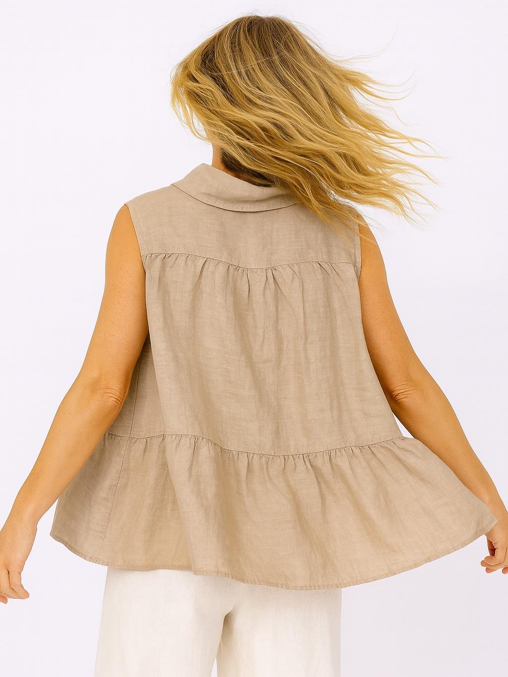 İtalyan Keten Bluz - BEJ