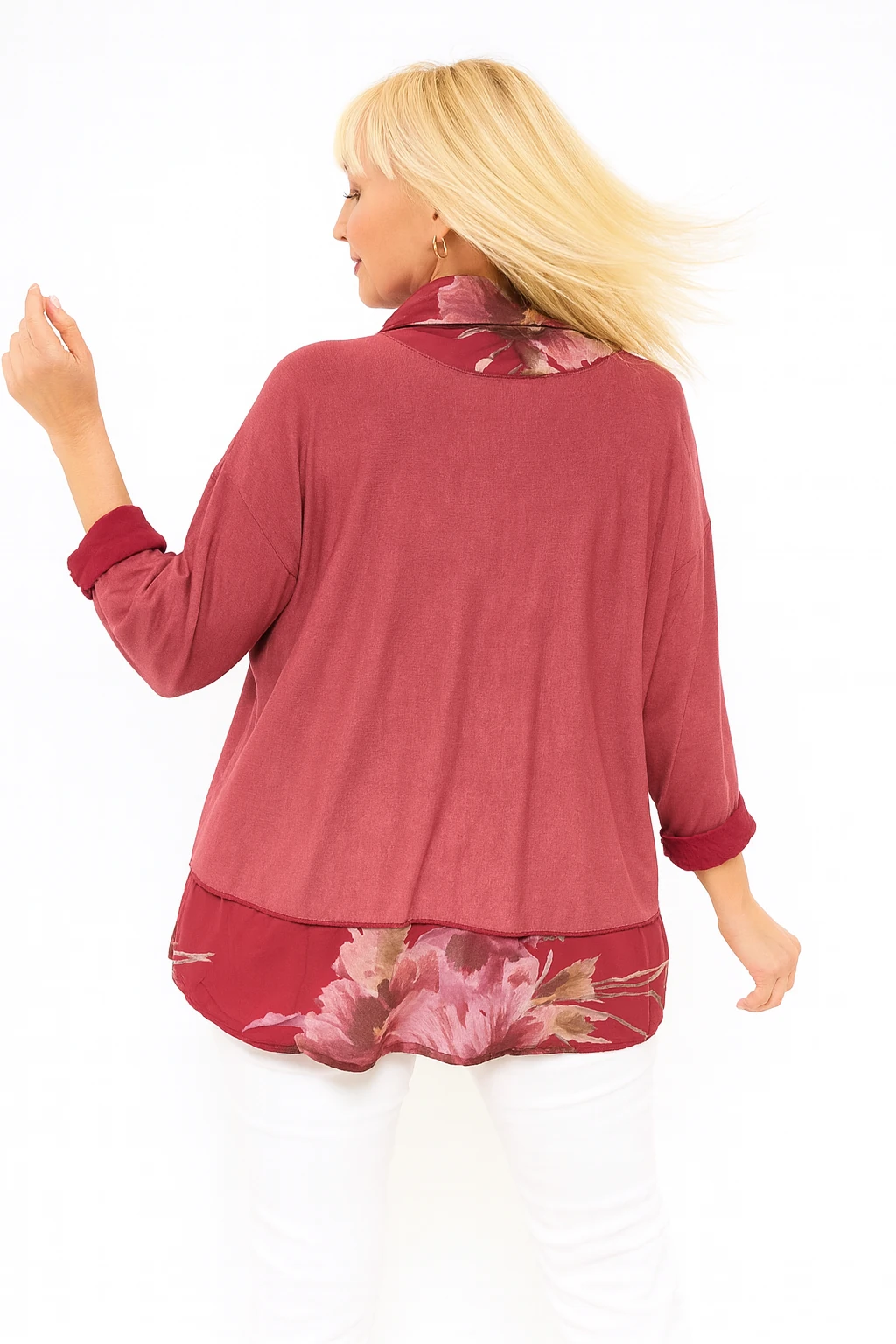 İtalyan Fularlı 3'lü Takım Bluz - BORDO