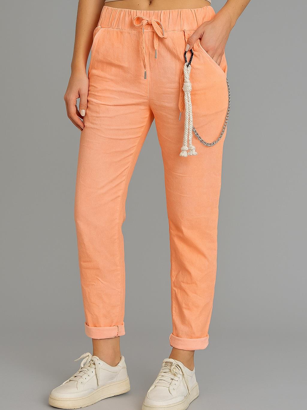 İtalyan Likralı Pantolon - AÇIK TURUNCU