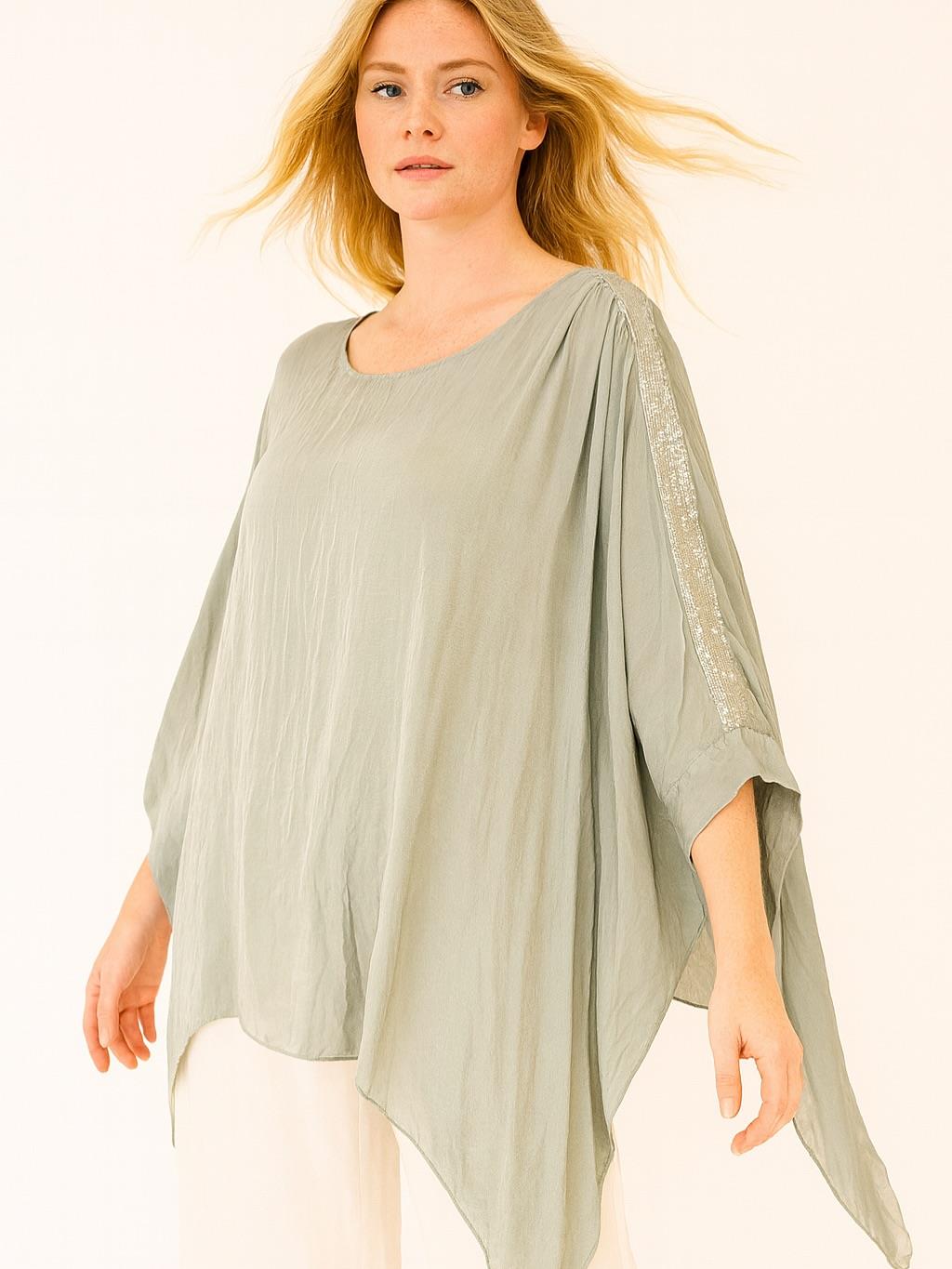 İtalyan İpek Bluz - BATAKLIK YEŞİLİ