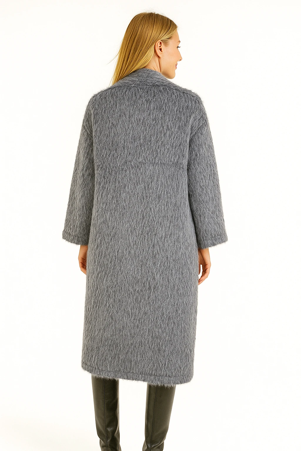 İtalyan Cep Detaylı Keçe Kaban- GRİ