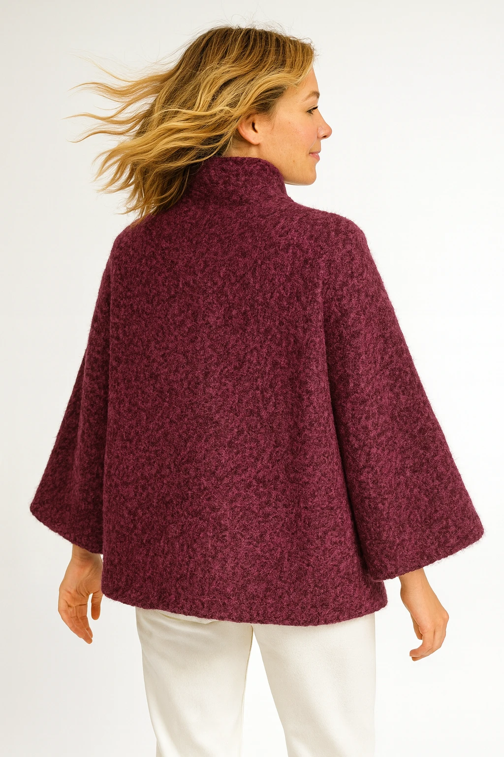 İtalyan Düğme Detaylı Keçe Ceket - BORDO