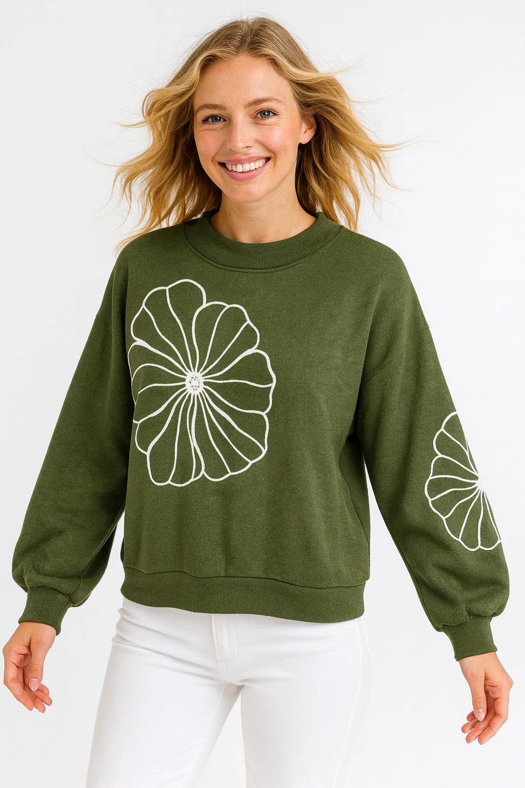 İtalyan Desenli Triko Kazak - HAKİ