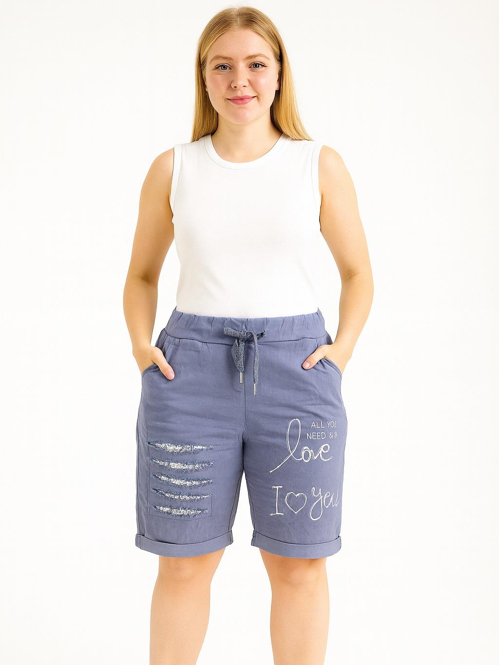 İtalyan Likralı Şort - MAVİ