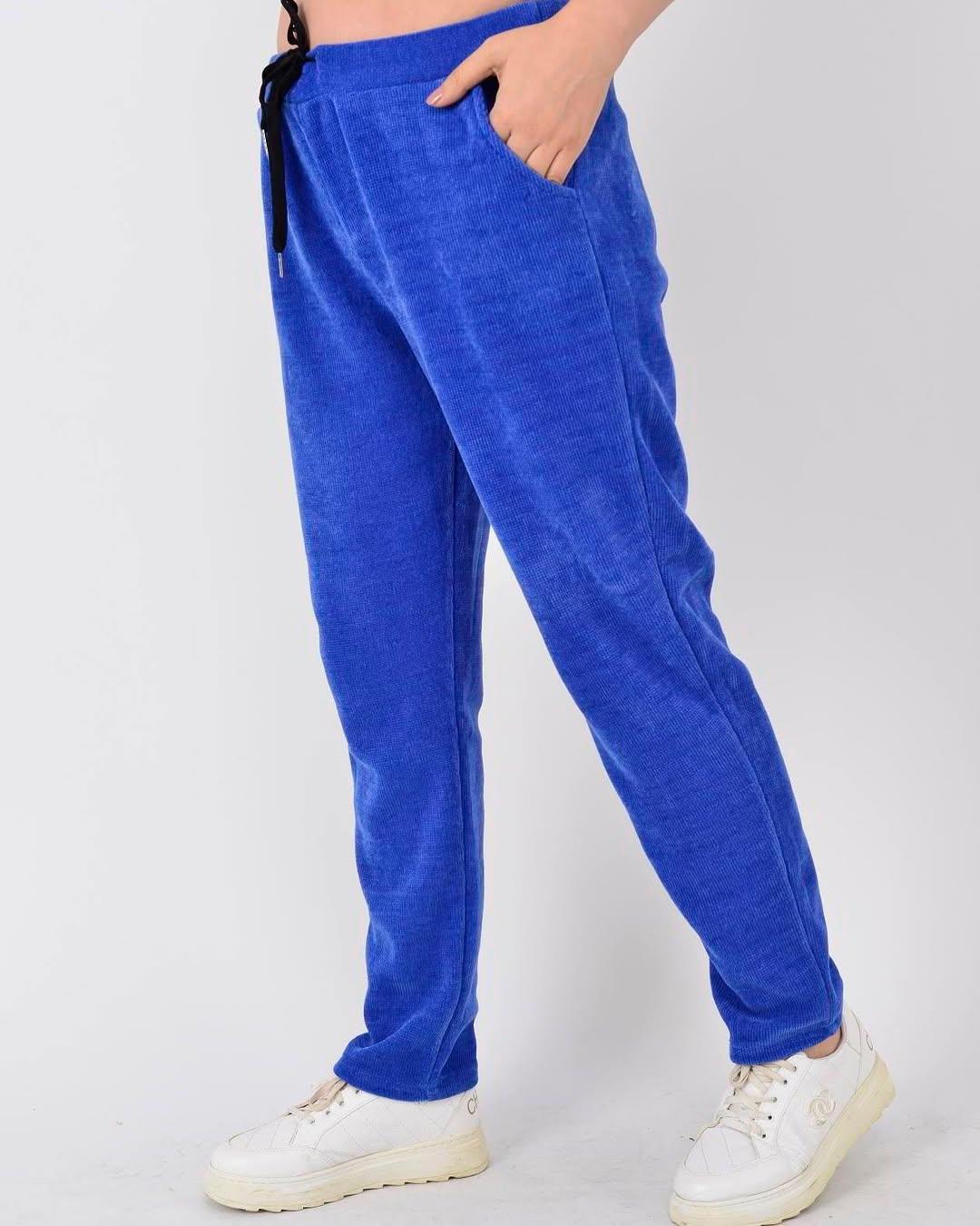 İtalyan Kadife Pantolon - MAVİ