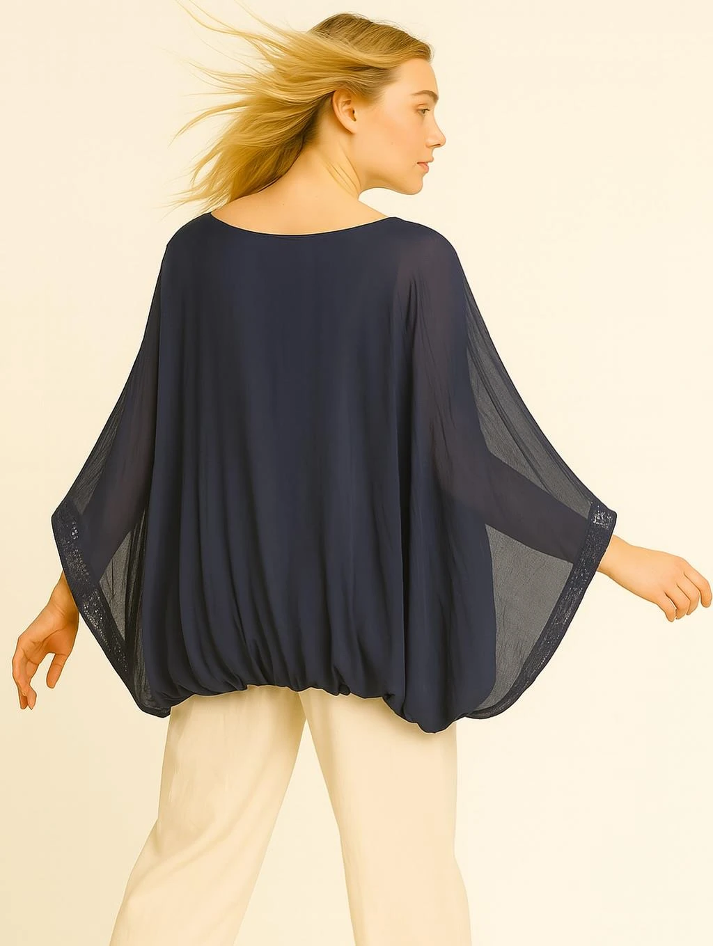 İtalyan İpek Bluz - LACİVERT