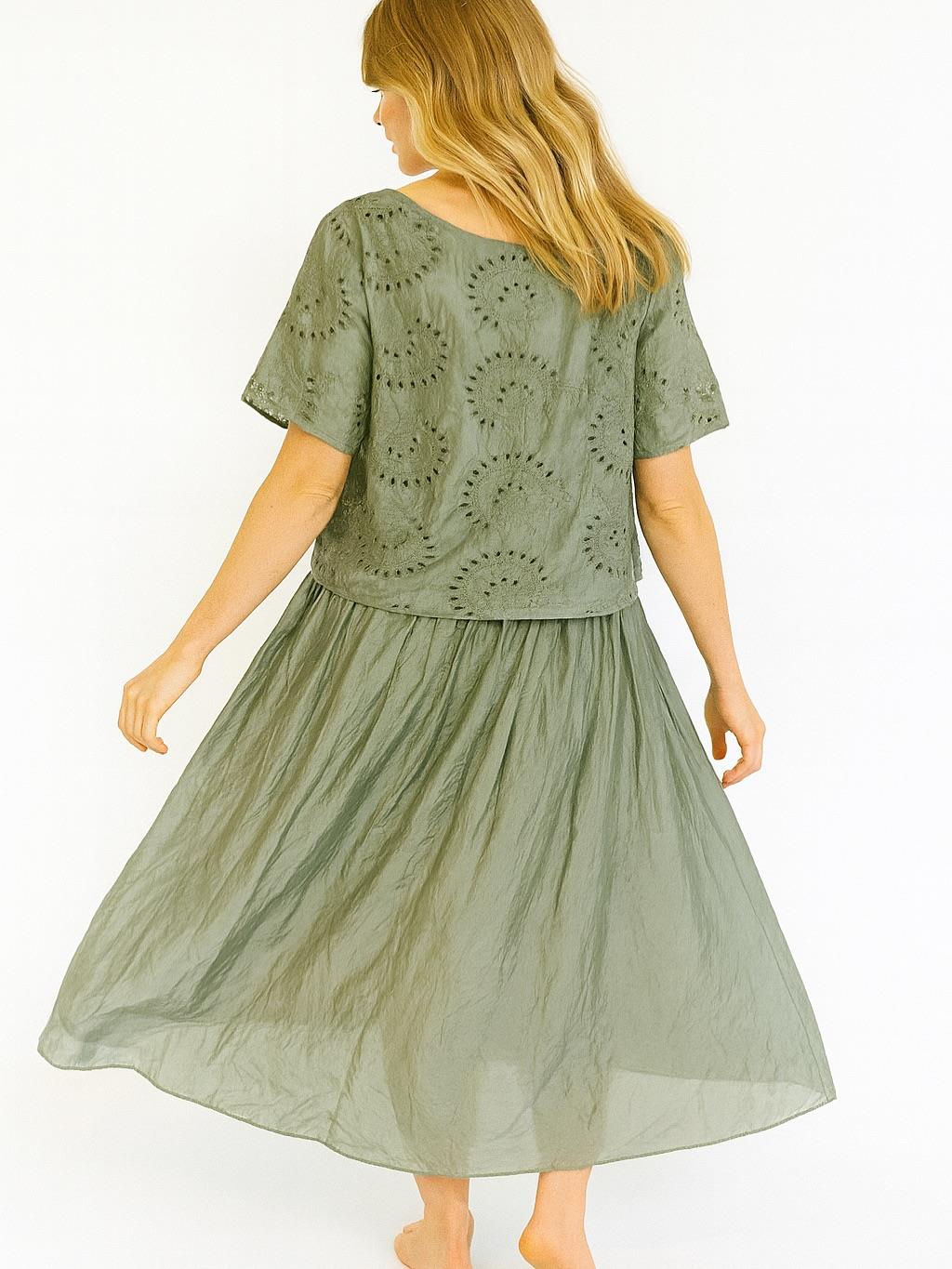 İtalyan Fisto Detaylı Elbise - HAKİ