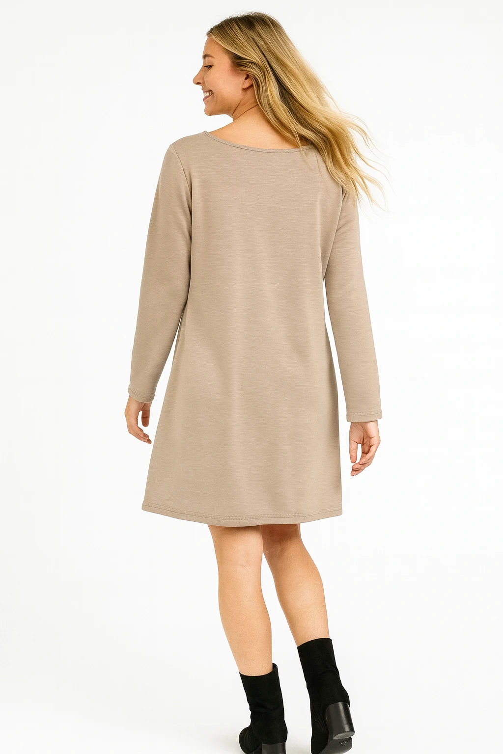 İtalyan Tasarım Saten Elbise - BEJ