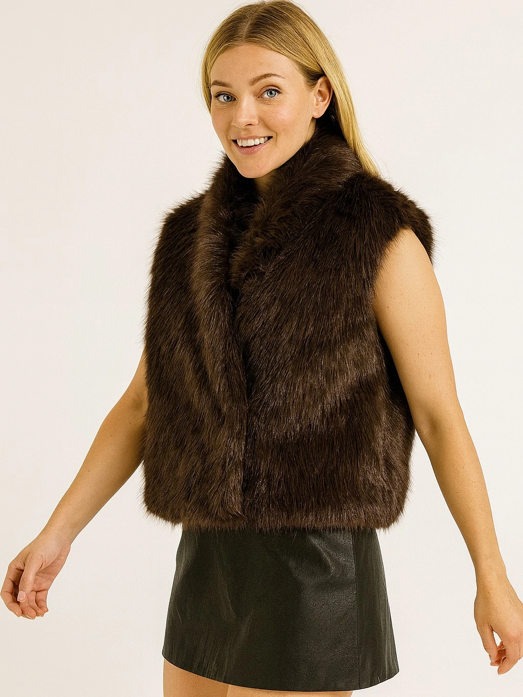 İtalyan Kürk Yelek - KAHVERENGİ